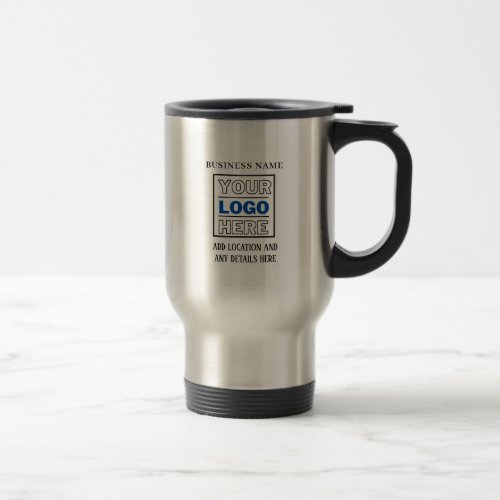 Custom Business Logo Black and White Branded Travel Mug