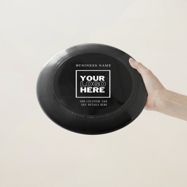 Custom Business Logo Black and White Branded Wham-O Frisbee (In Hand)