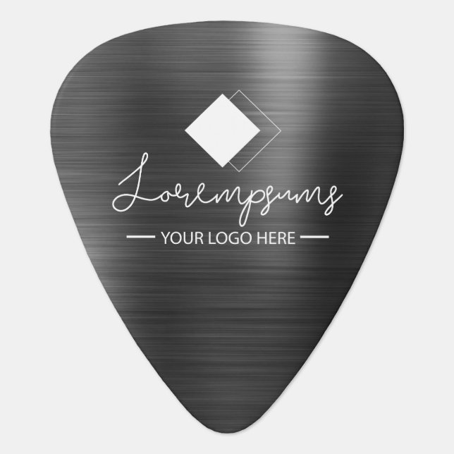 Custom Business Logo Black Brushed Metallic Guitar Pick (Front)