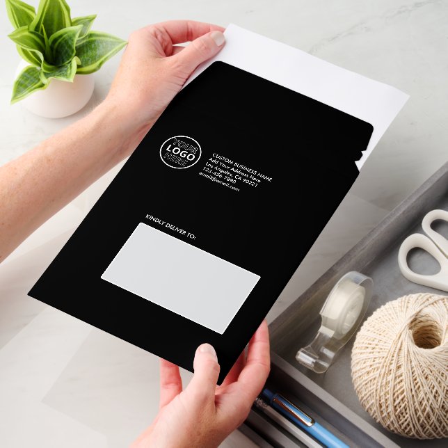 Custom Business Logo Black Cardstock Envelope Mailers (Desk)