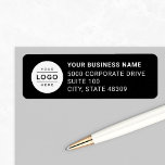 Custom Business Logo Black Company Return Address Label<br><div class="desc">Custom branded business return address labels feature your professional business logo design. Simply add your company logo to the round white placeholder image and personalize with the business name and address. Black and white colors can be modified.</div>