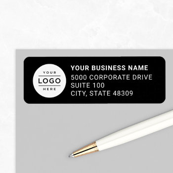 Custom Business Logo Black Company Return Address Label by Plush_Paper at Zazzle