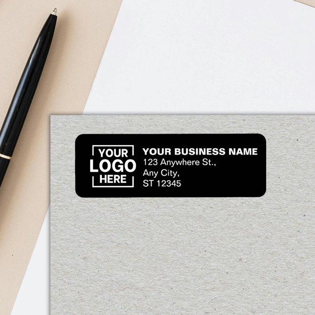 Custom Business Logo Black Company Return Address  Label (Creator Uploaded)