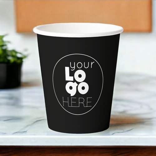 Custom Business Logo Black Disposable Paper Cup