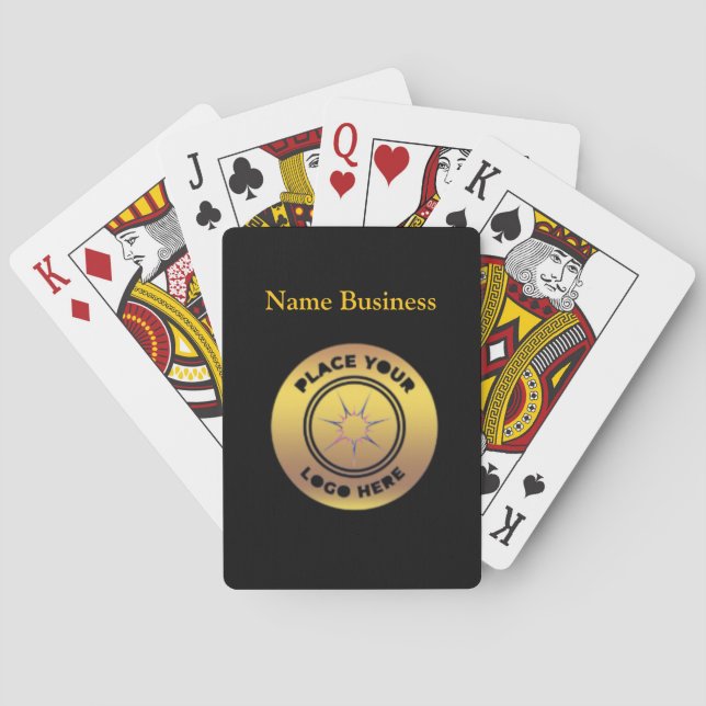 Custom Business Logo  Black Gold  Poker Cards (Back)