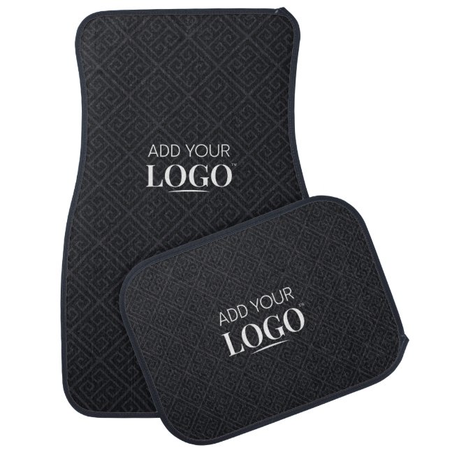 Custom Business Logo Black Greek Key Pattern Car Floor Mat (Set)