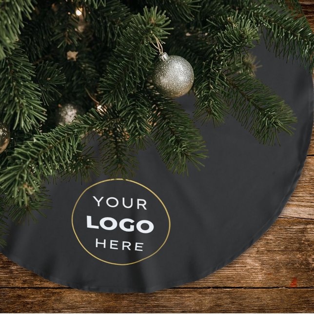 Custom Business Logo Black Holiday Brushed Polyester Tree Skirt (Creator Uploaded)