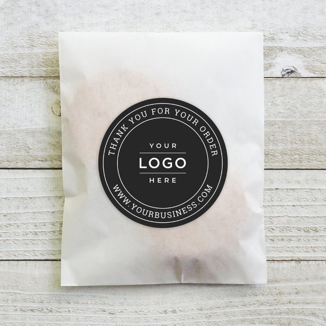 Custom Business Logo Black Order Website Classic Round Sticker (Creator Uploaded)