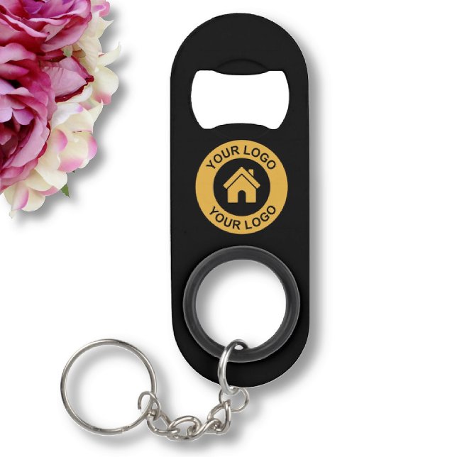 Custom Business Logo Black Promotional Keychain Bottle Opener (Creator Uploaded)
