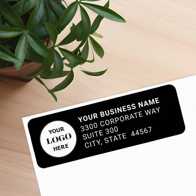 Custom Business Logo Black Return Address Label (Creator Uploaded)