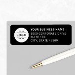 Custom Business Logo Black Return Address Label<br><div class="desc">Add a sleek branded touch to your business mailings with this modern black return address label featuring your circular company logo alongside your full business address. Ideal for small business correspondence,  ecommerce shipping,  professional invoicing,  client mailings,  and corporate envelopes. Upload your full color logo and personalize the address details.</div>