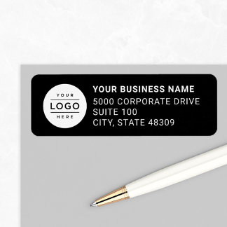 Custom Business Logo Black Return Address Label