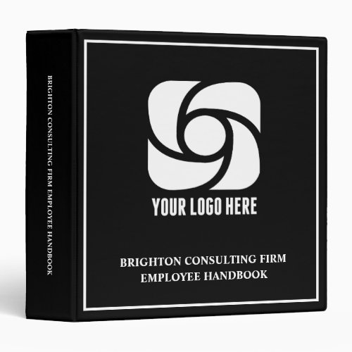 Custom Business Logo Black White Company 3 Ring Binder