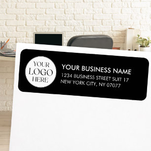 Custom Business Logo Black White Return Address Label