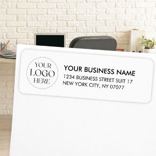 Custom Business Logo Black White Return Address Label