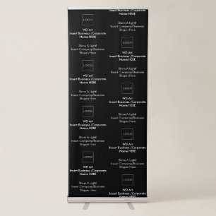 Custom Business Logo Black & White Step and Repeat Retractable Banner