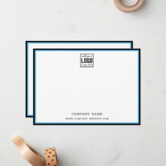 Custom Business Logo Blue Black Border Company 5x7 Note Card