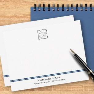 Custom Business Logo Blue Line Company Name Note Card