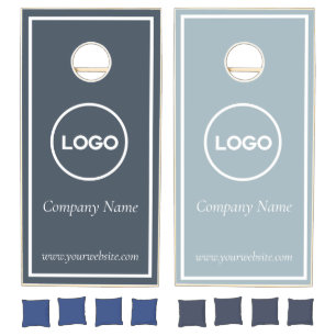 Custom Business Logo Blue Minimal Design Cornhole Set
