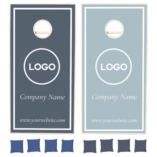 Custom Business Logo Blue Minimal Design Cornhole Set (Set)