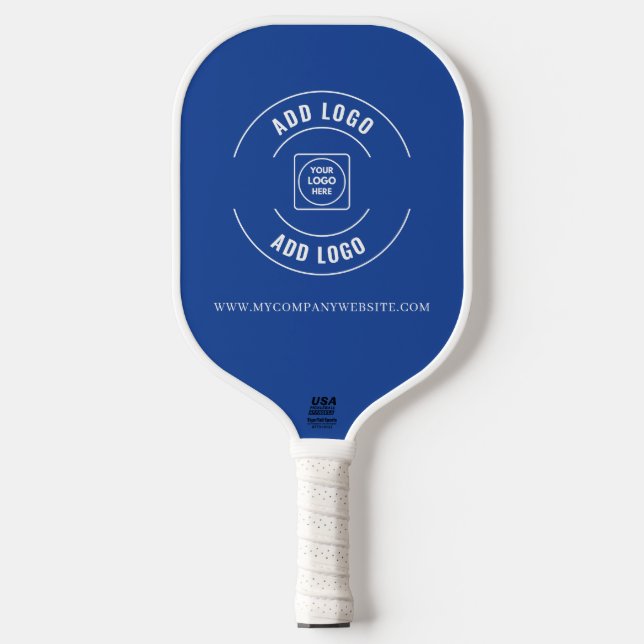 Custom Business Logo Blue Website Promo Pickleball Paddle (Front)