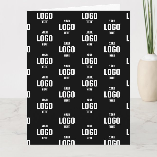 Custom Business Logo Branded – Black Folded Greeti Card (Front)