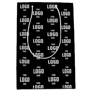 Custom Business Logo Branded – Black Medium Gift Bag