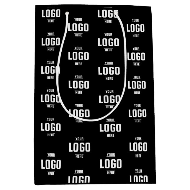 Custom Business Logo Branded – Black  Medium Gift Bag (Front)