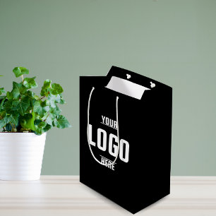 Custom Business Logo Branded – Black  Medium Gift Bag