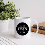 Custom Business Logo Branded Coffee Mug<br><div class="desc">Custom two-sided branded coffee mug features your professional business logo design that can be personalized. Simply add your company logo to the black round placeholder image space.</div>