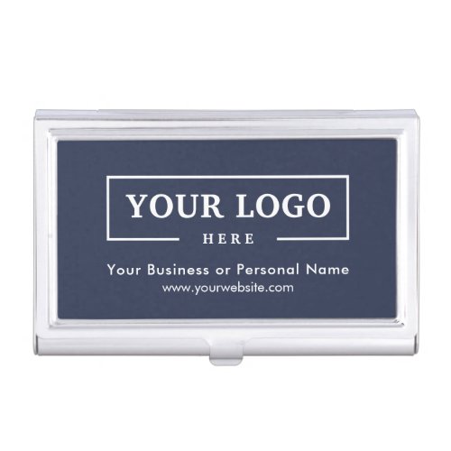 Custom Business Logo Branded Corporate Blue Business Card Case