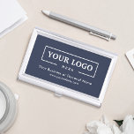 Custom Business Logo Branded Corporate Blue Business Card Case<br><div class="desc">Create your personalized professional business card holder with your own company logo and custom text. Custom branded business card holders are great practical corporate gifts for executives and employees,  and they add a professional touch and promotional value to presenting your cards to customers. No minimum order quantity.</div>