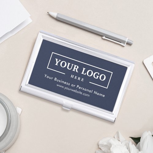 Custom Business Logo Branded Corporate Blue Business Card Case