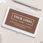 Custom Business Logo Branded Corporate Brown Business Card Case<br><div class="desc">Create your personalized professional business card holder with your own company logo and custom text. Custom branded business card holders are great practical corporate gifts for executives and employees,  and they add a professional touch and promotional value to presenting your cards to customers. No minimum order quantity.</div>