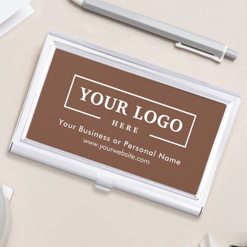 Custom Business Logo Branded Corporate Brown Business Card Case