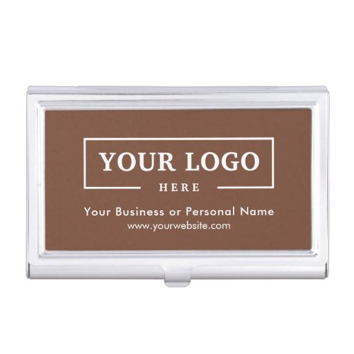 Custom Business Logo Branded Corporate Brown Business Card Case