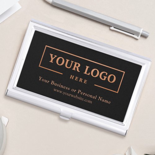 Custom Business Logo Branded Corporate Gold Business Card Case