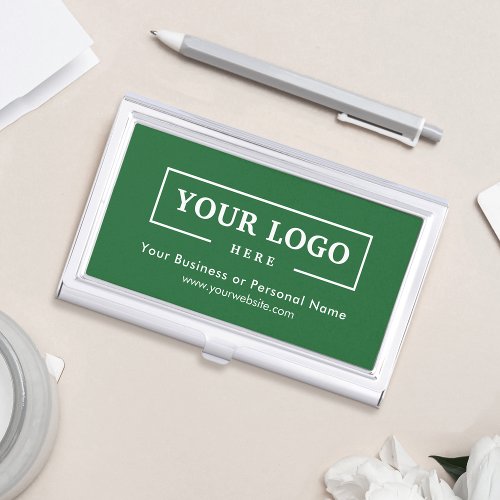 Custom Business Logo Branded Corporate Green Business Card Case