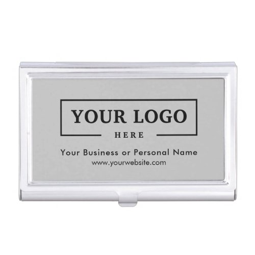 Custom Business Logo Branded Corporate Grey Business Card Case