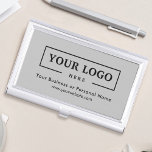 Custom Business Logo Branded Corporate Grey Business Card Case<br><div class="desc">Create your personalized professional business card holder with your own company logo and custom text. Custom branded business card holders are great practical corporate gifts for executives and employees,  and they add a professional touch and promotional value to presenting your cards to customers. No minimum order quantity.</div>