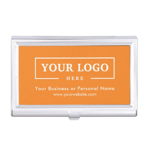 Custom Business Logo Branded Corporate Orange Business Card Case