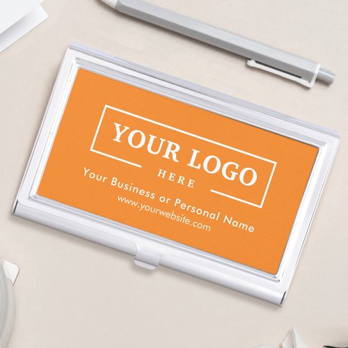 Custom Business Logo Branded Corporate Orange Business Card Case