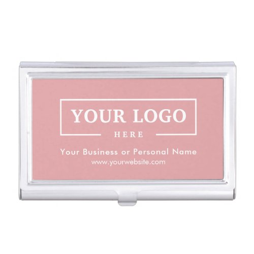Custom Business Logo Branded Corporate Pink Business Card Case