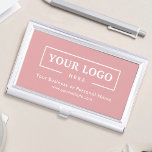 Custom Business Logo Branded Corporate Pink Business Card Case<br><div class="desc">Create your personalized professional business card holder with your own company logo and custom text. Custom branded business card holders are great practical corporate gifts for executives and employees,  and they add a professional touch and promotional value to presenting your cards to customers. No minimum order quantity.</div>