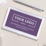 Custom Business Logo Branded Corporate Purple Business Card Case<br><div class="desc">Create your personalized professional business card holder with your own company logo and custom text. Custom branded business card holders are great practical corporate gifts for executives and employees,  and they add a professional touch and promotional value to presenting your cards to customers. No minimum order quantity.</div>