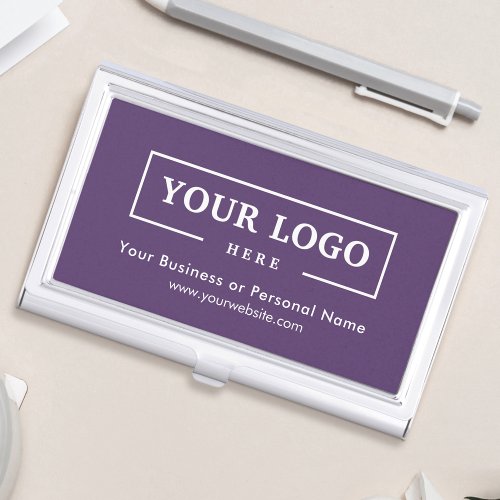 Custom Business Logo Branded Corporate Purple Business Card Case
