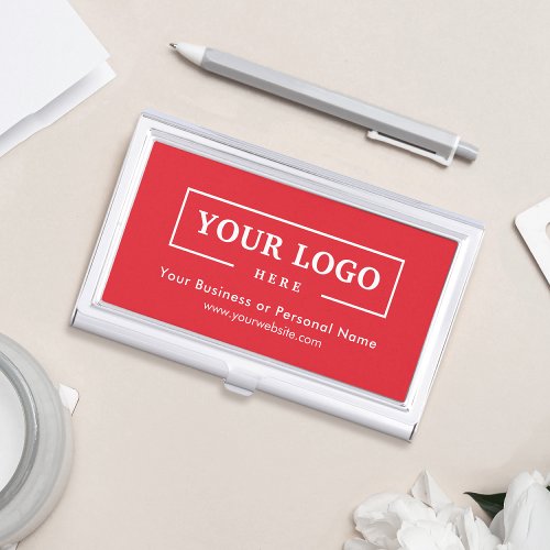 Custom Business Logo Branded Corporate Red Business Card Case