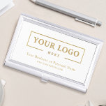 Custom Business Logo Branded Corporate Rose Gold Business Card Case<br><div class="desc">Create your personalized professional business card holder with your own company logo and custom text. Custom branded business card holders are great practical corporate gifts for executives and employees,  and they add a professional touch and promotional value to presenting your cards to customers. No minimum order quantity.</div>