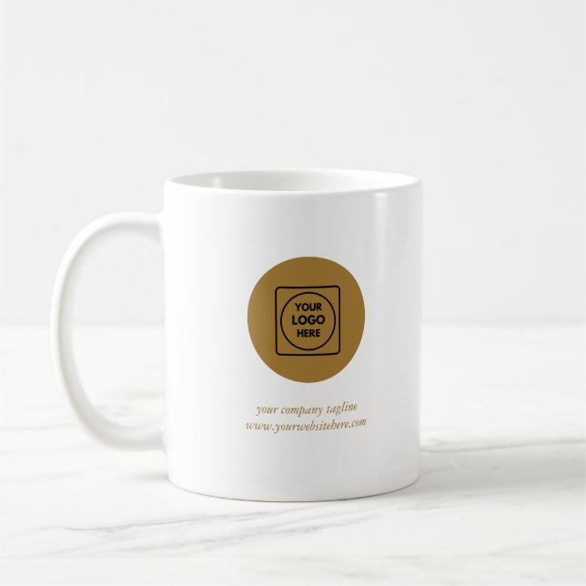 Custom Business Logo Branded Gold Coffee Mug (Left)