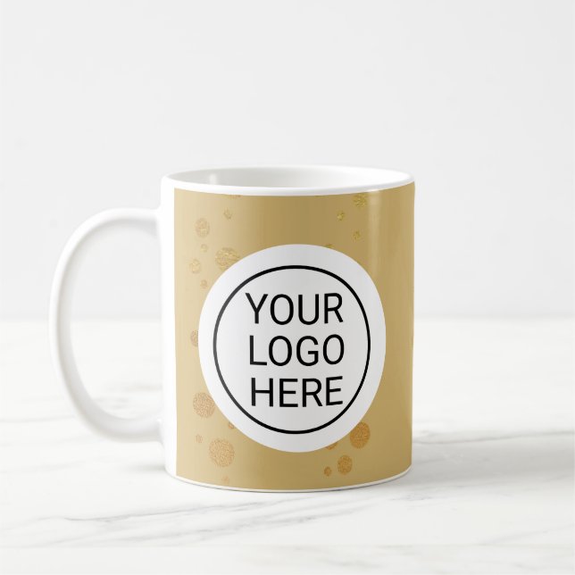 Custom Business Logo Branded Gold Coffee Mug (Left)